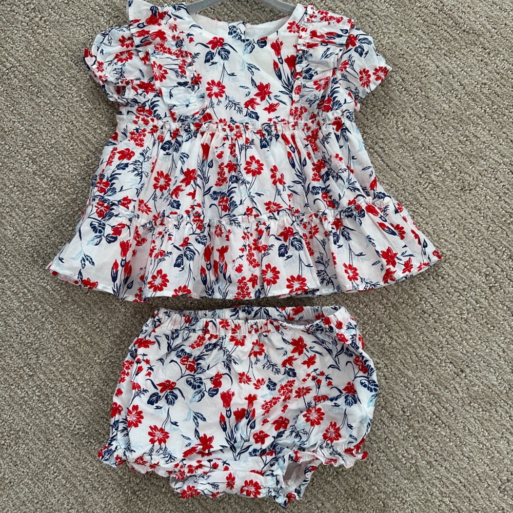Janie and Jack Red and Blue Floral Diaper Cover